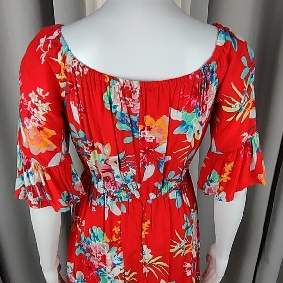 New Look Red, Orange, Blue, White, Floral Mini Dress Size Medium - Picture 4 of 10